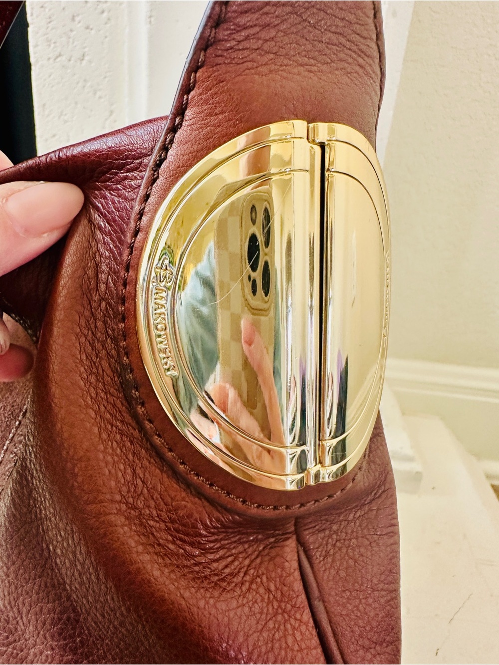 b. makowsky Brown Suede & Leather Shoulder Bag - Picture 3 of 9